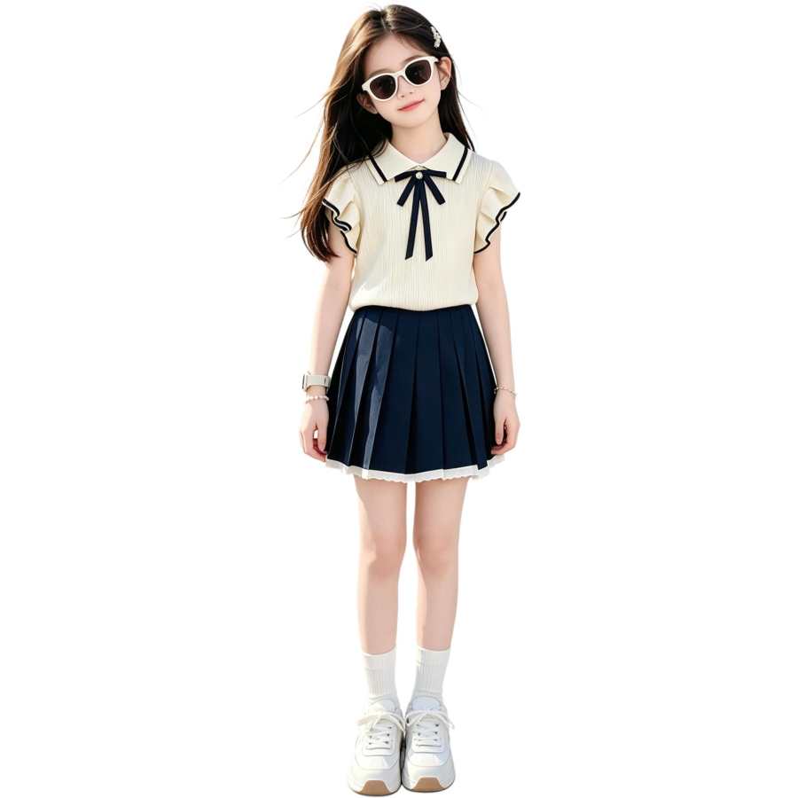 YALU Grade School Two Piece Skirt Sets Lapel Thin Short Skirt