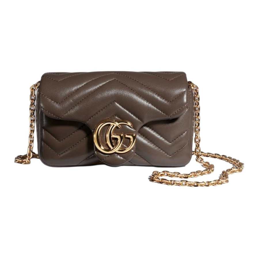 GUCCI GG Marmont Suede Crossbody Bags Mini Women's Dark Brown