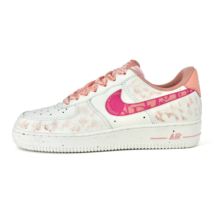 Nike Nike Air Force 1 Pink Trace Leather Cushioning Breathable Low top Skateboard Shoes Women's Rose Red