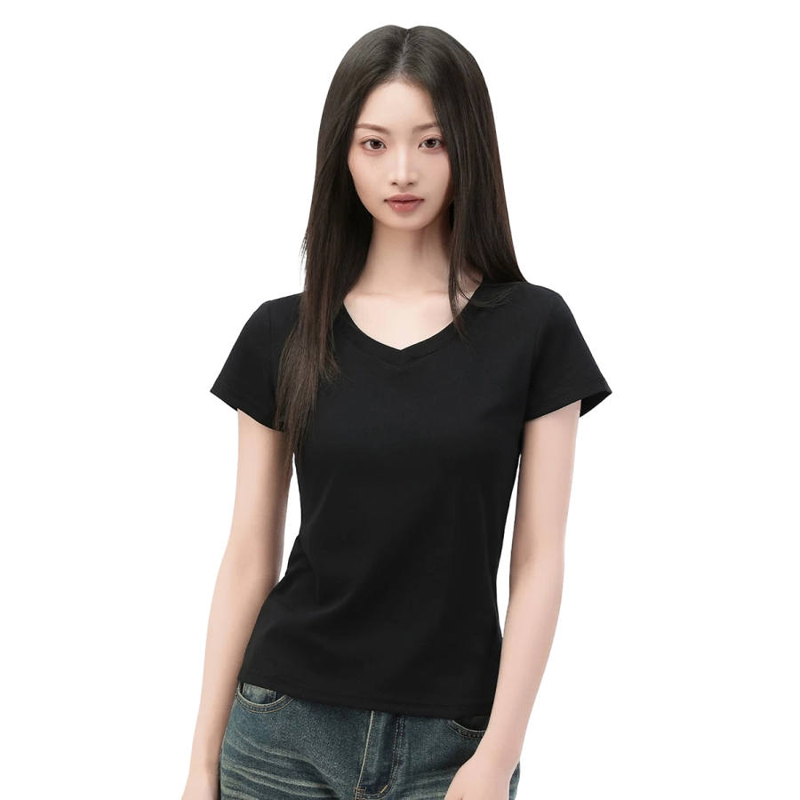 MIIOW T Shirts Women's V Neck Thin Nipped In Waist
