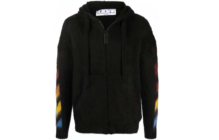 OFF-WHITE Diag Brushed Mohair Zip Hoodie