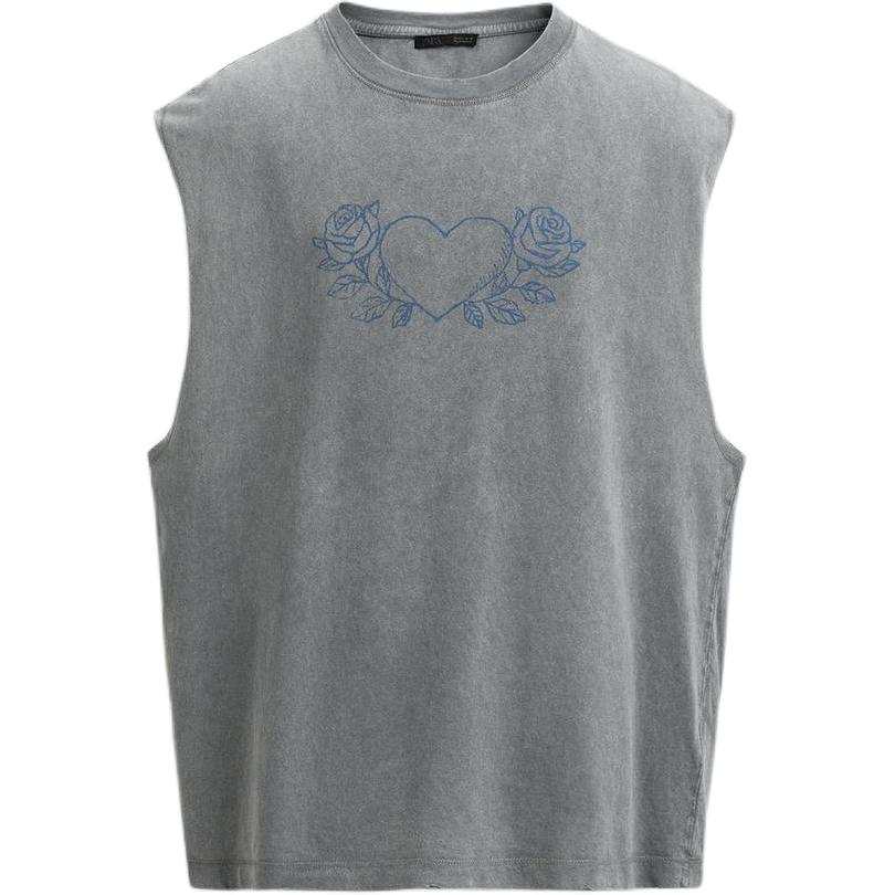 ZARA Tank Tops Men's Gray Crew Neck Moderate