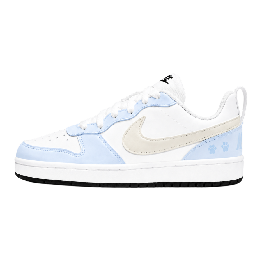 Nike Nike Court Borough Abrasion Resistant Breathable Support Low top Kids' Skateboarding Shoes White Blue Teenagers