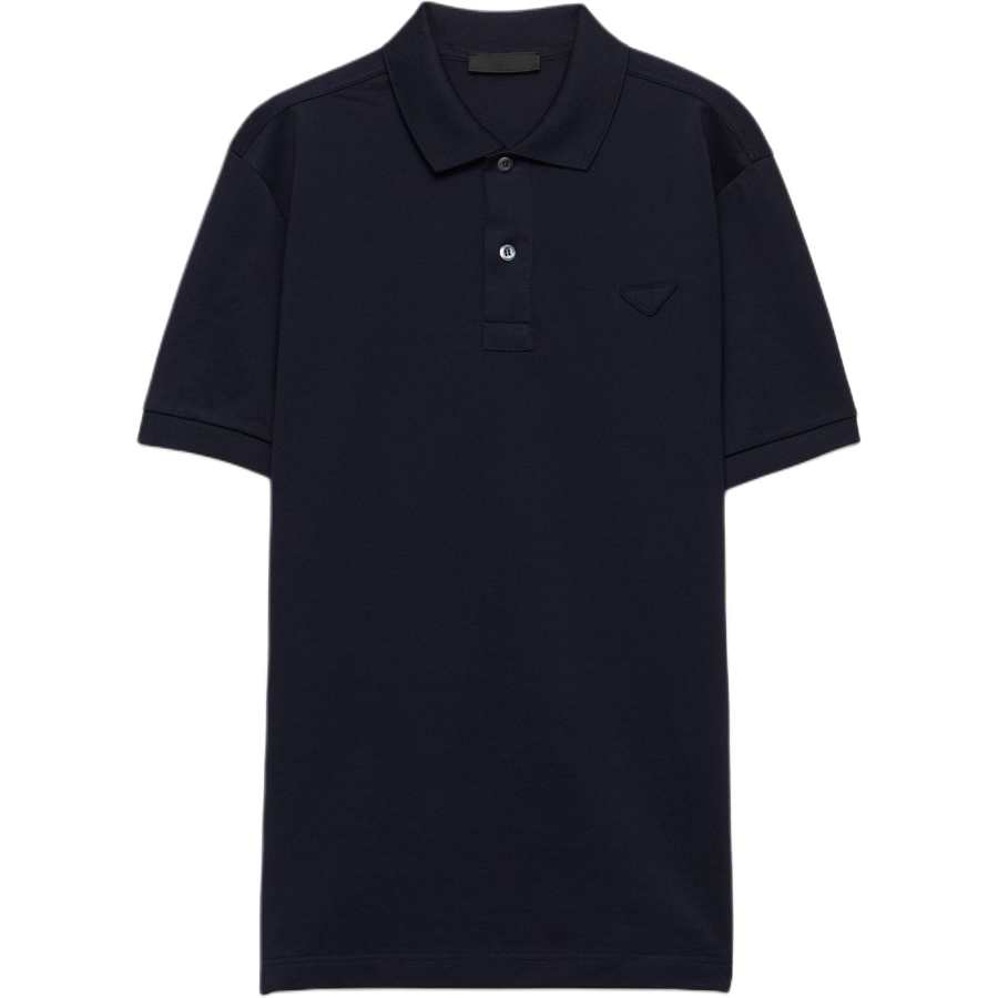 PRADA PRADA Polo Shirts Men's Blue Polo Collar Moderate