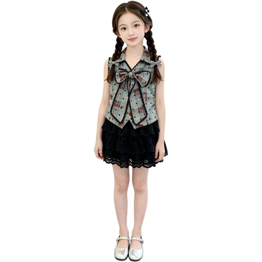 YALU Grade School Two Piece Skirt Sets Lapel Thin Short Skirt
