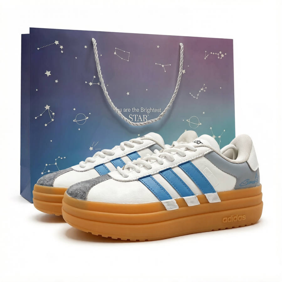 Adidas Adidas VL Court Bold Sky Foam Slip Resistant Abrasion Resistant Low top Skateboard Shoes Women's Blue White