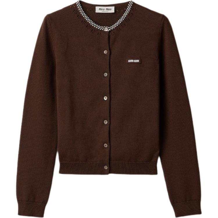MIU MIU Knitwear Women's Cocoa Brown Crew Neck Moderate