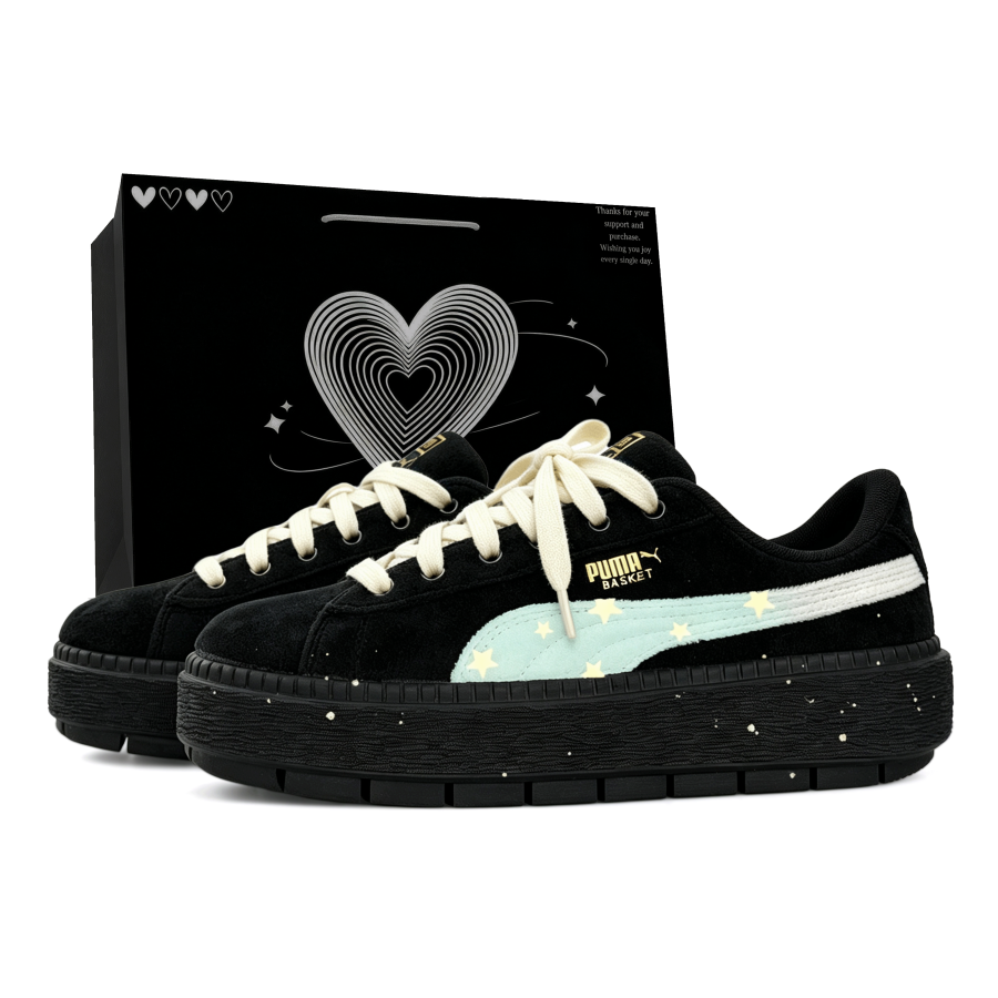 PUMA Platform Trace Abrasion Resistant Low top Skateboard Shoes Women's Black