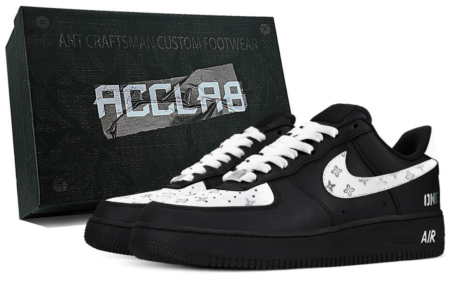 Nike Nike Air Force 1 Abrasion Resistant Low top Skateboard Shoes Unisex Black White Silver