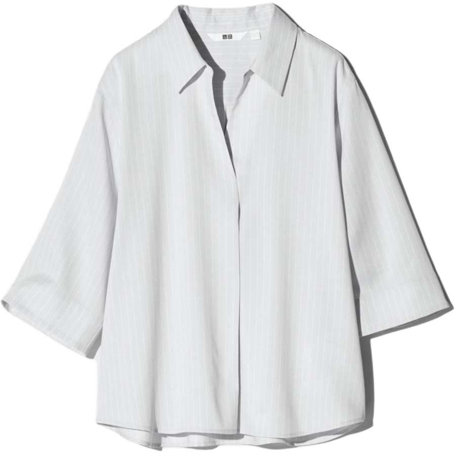 UNIQLO SS26 Shirts Women's Light Gray Half Open Collar