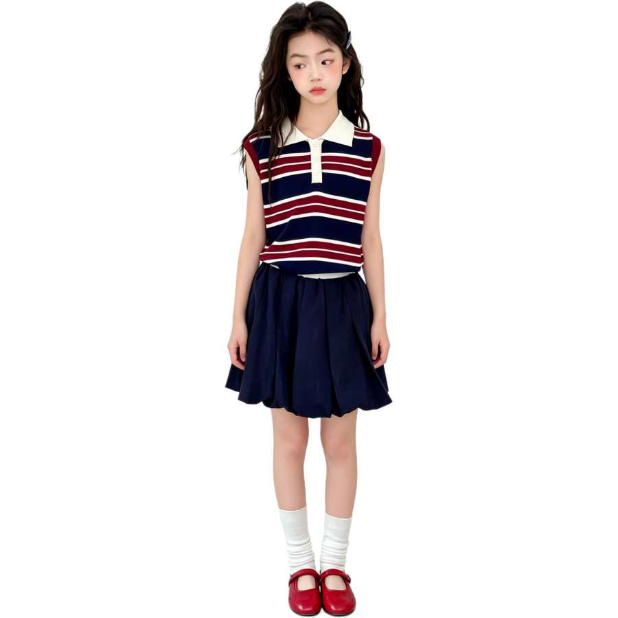 YALU Grade School Two Piece Skirt Sets Lapel Thin Short Skirt