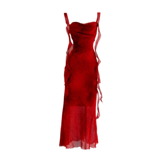 MTHE Slip Dresses Women's Red Camisole Moderate Long Skirt
