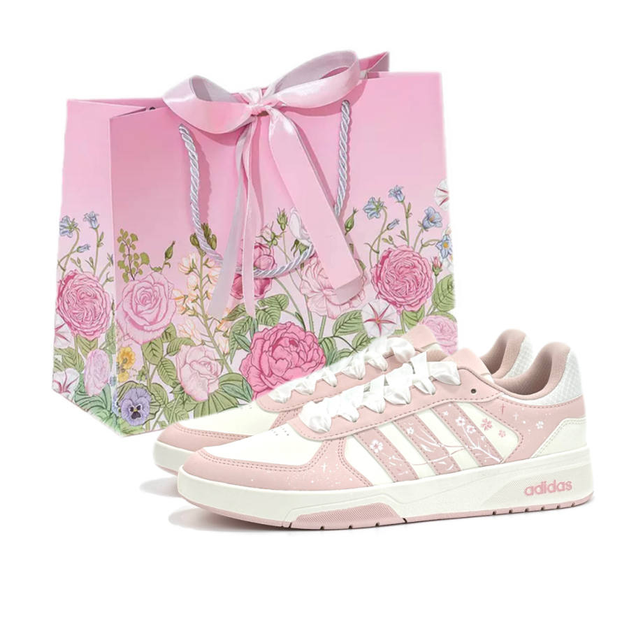 Adidas Adidas COURTBEAT Shopping Bag, Spring Summer Thin Soled Shoes Low top Skateboard Shoes Unisex Cherry Blossom Pink