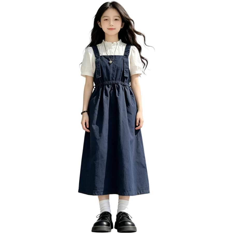 YALU Grade School Two Piece Skirt Sets Crew Neck Thin Short Skirt