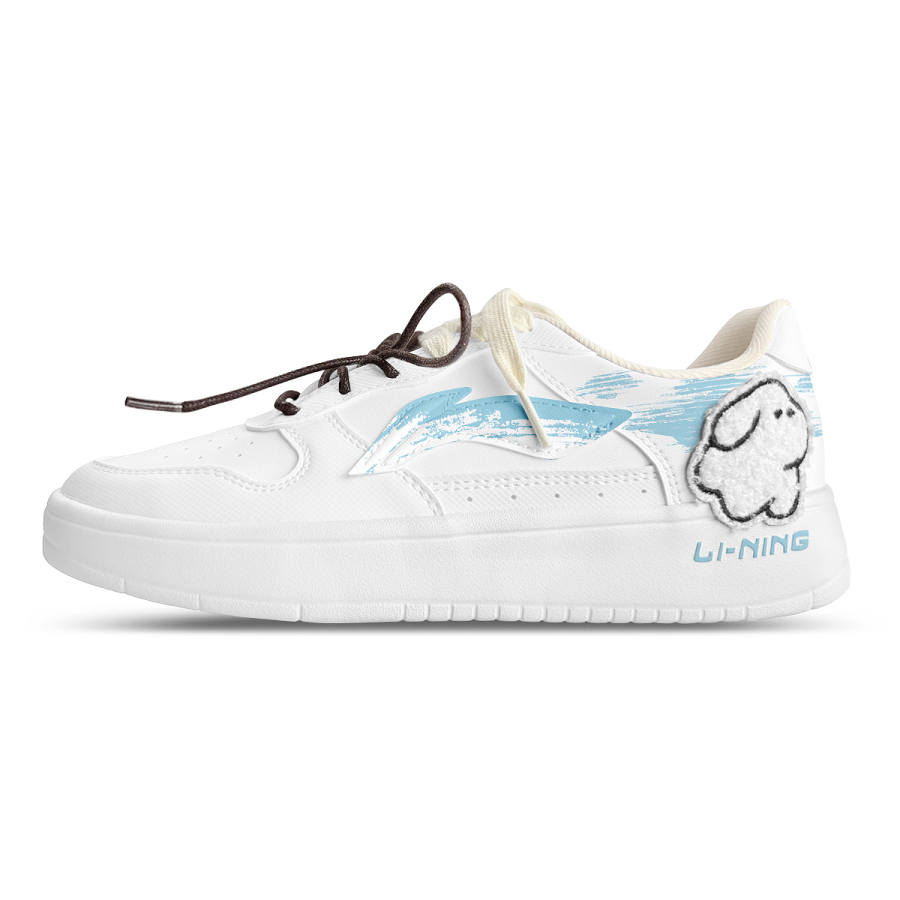 Li-Ning Li Ning Floating Boat Lightweight Abrasion Resistant Low top Skateboard Shoes Women's White Blue