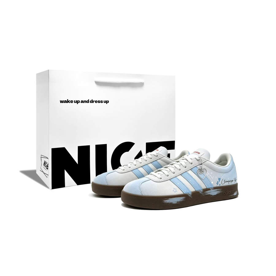 Adidas Adidas VL COURT 2.0 Summer Heart Blue BOX Ambient, Girly, Good Looking, Dopamine Dressing, Refreshing Synthetic Leather