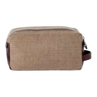 Brunello Cucinelli Canvas With Calfskin Makeup Bag Men's Brown