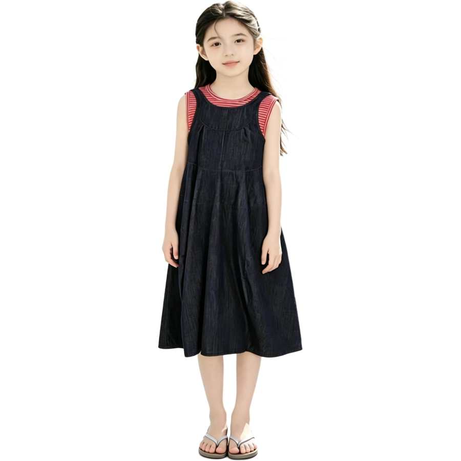 YALU Grade School Two Piece Skirt Sets Crew Neck Thin Long Skirt