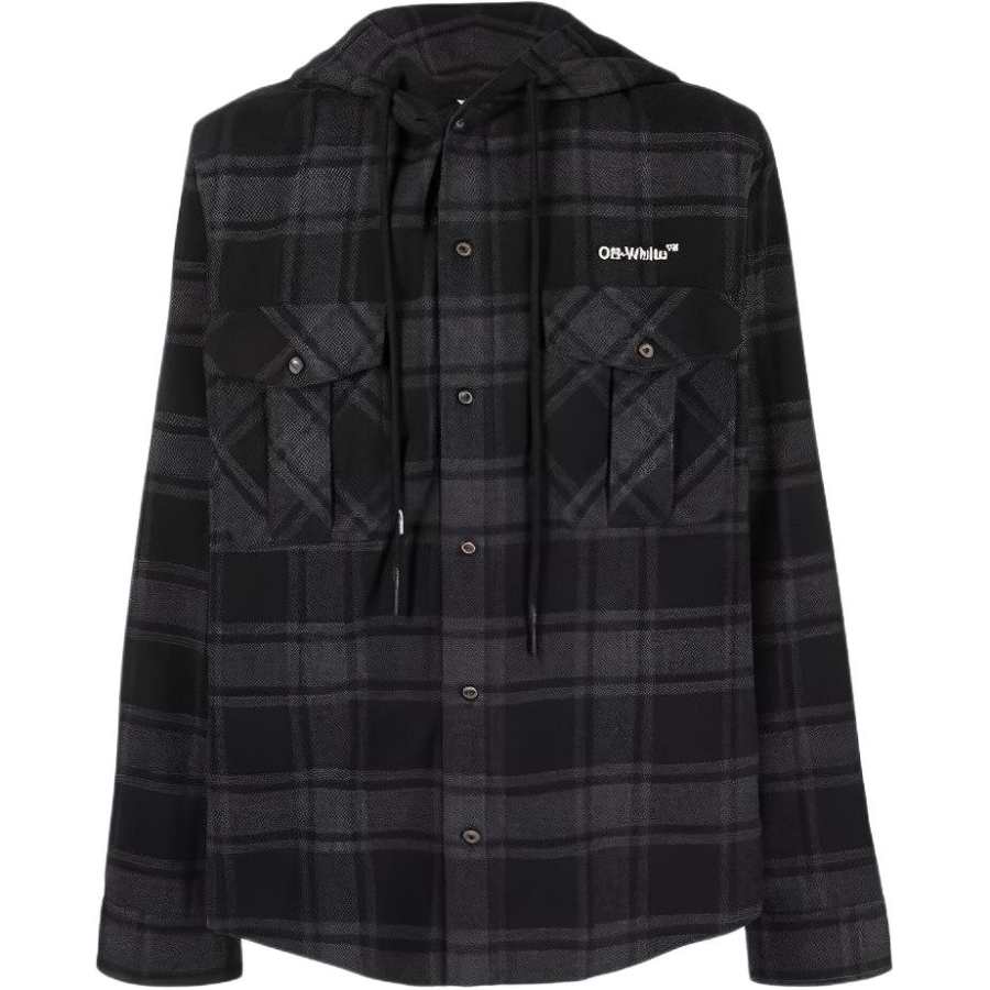 OFF-WHITE OFF WHITE Arrows Check Hooded Shirt