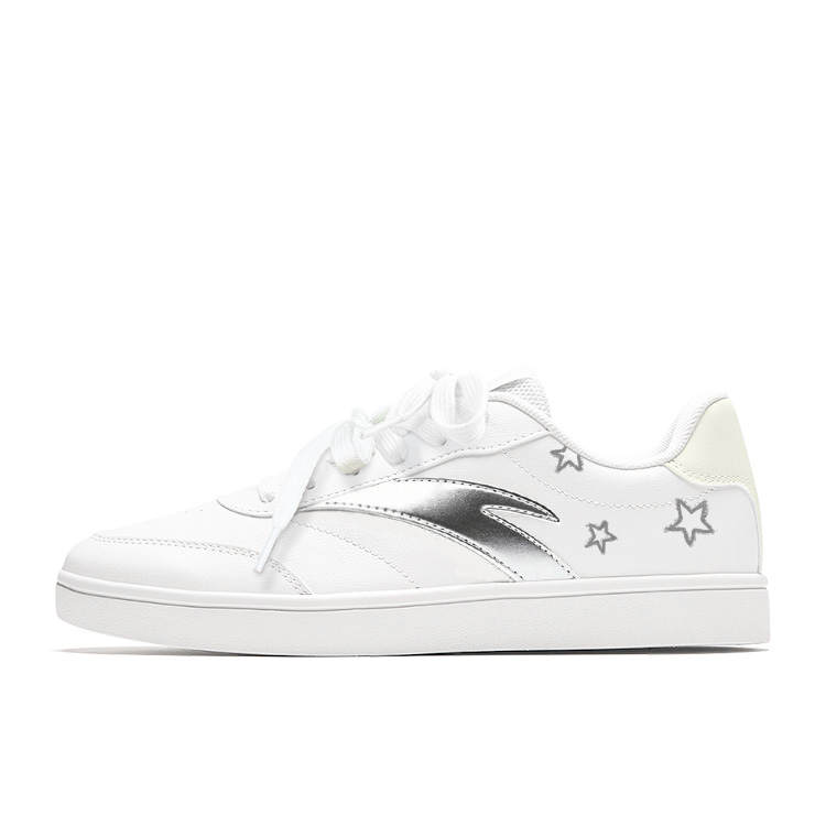 Anta Active Lightweight Abrasion Resistant Low top Skateboard Shoes Women's White Silver