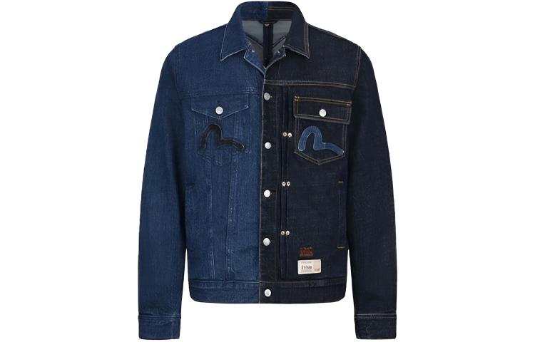 EVISU EVISU Denim Jackets Men's Blue Lapel Moderate Straight Fit