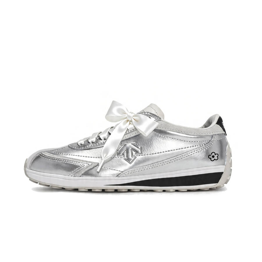 DESCENTE Cron Racer Silver Story Butterfly Genuine Leather Low top Skateboard Shoes Unisex Silver White