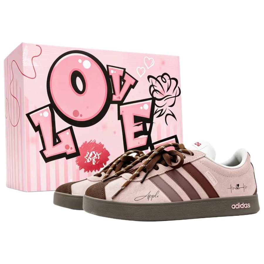 Adidas Adidas VL COURT 2.0 Skateboard Shoes Unisex Low Top Red, Pink