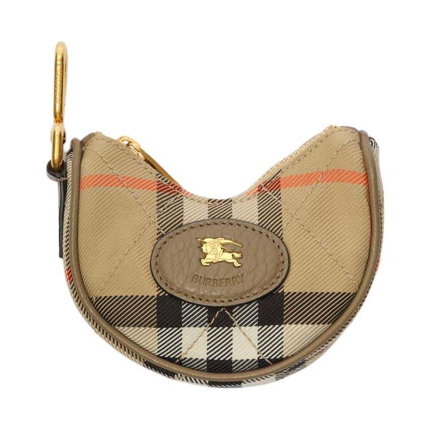 Burberry Horseshoe Polyamide Bag Charm Coin Purse Women's Sandy Beige