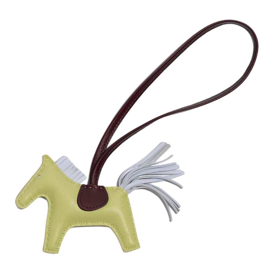 HERMES Rodeo Milo Sheepskin Bag Accessory Unisex Tender Shoot Yellow & Dusty Blue & Chocolate
