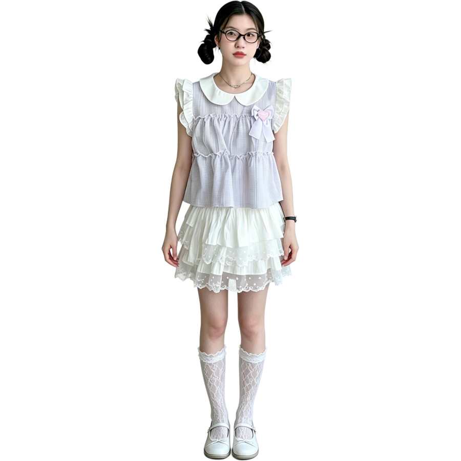 YALU Grade School Two Piece Skirt Sets Lapel Thin Short Skirt