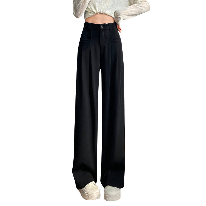 MIIOW Suit Pants Women's Black Thin Wide Leg Pants