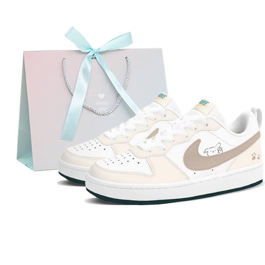 Nike Nike Court Borough 2 Leather Slip Resistant Abrasion Resistant Low top Skateboard Shoes Women's Milk Brown