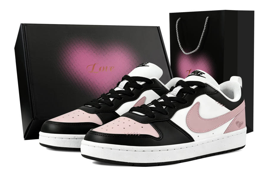 Nike Nike Court Borough Pink Ink Heart Low top Skateboard Shoes Unisex Black Pink