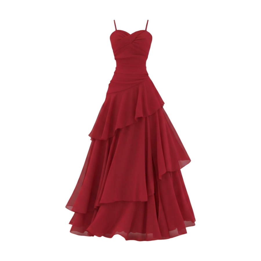 MTHE Slip Dresses Women's Red Camisole Moderate Long Skirt