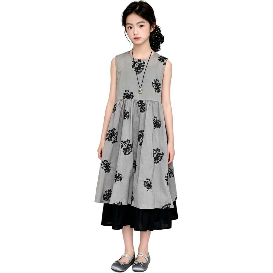 YALU Grade School Two Piece Skirt Sets Crew Neck Thin Short Skirt