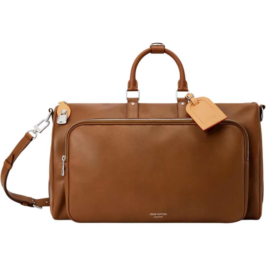 LOUIS VUITTON Keepall Calfskin Travel Bag Unisex Caramel