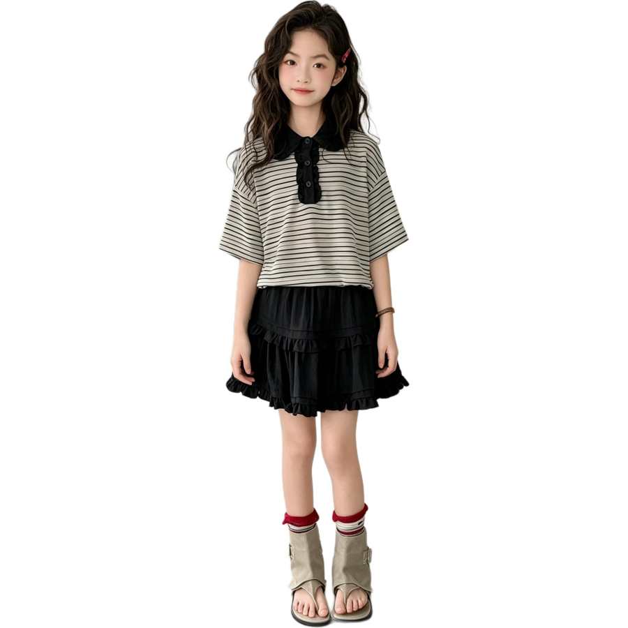 YALU Grade School Two Piece Skirt Sets Lapel Thin Short Skirt