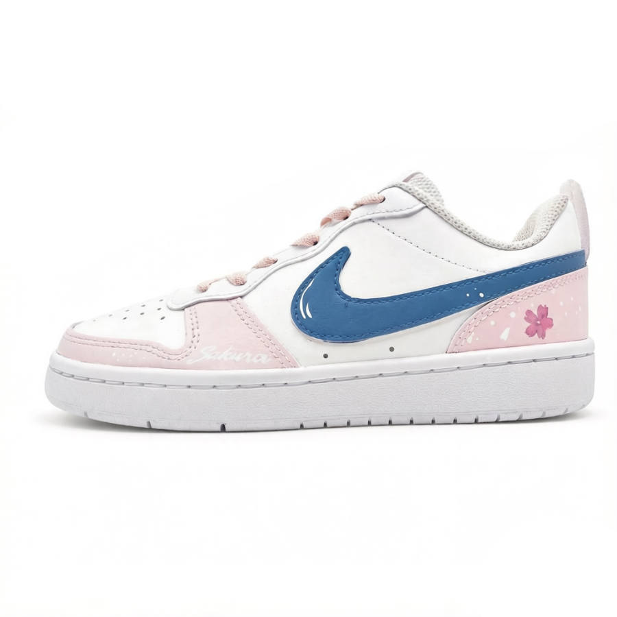Nike Nike Court Borough Sky Pink Cherry Blossom Leather Cushioning Kids' Skateboarding Shoes Blue Pink Teenagers
