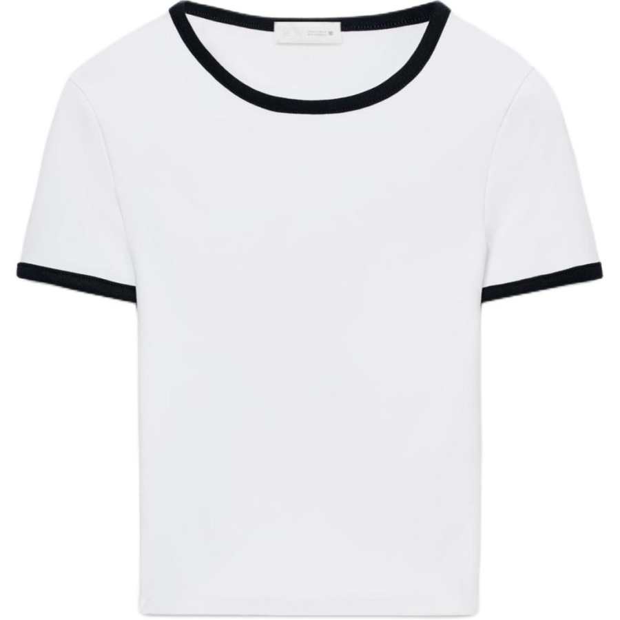 ZARA T Shirts Women's White Crew Neck