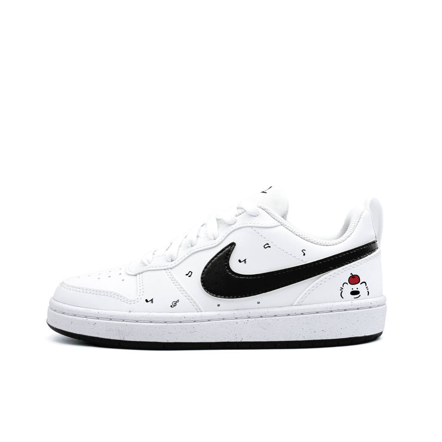 Nike Nike Court Borough Musical Note Puppy Synthetic Leather Low top Kids' Skateboarding Shoes Black White Teenagers
