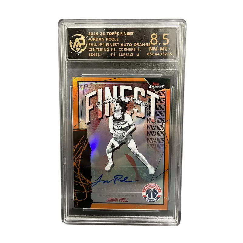 Topps Finest Talent, Jordan Poole, Signature Card, Refringence Topps Collection, Collector's Edition Graded Cards 1 Pc