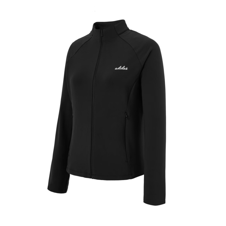 Adidas Adidas Fleece Lined Stand Collar Sports Zippers Windproof Long Sleeved Jacket Women's