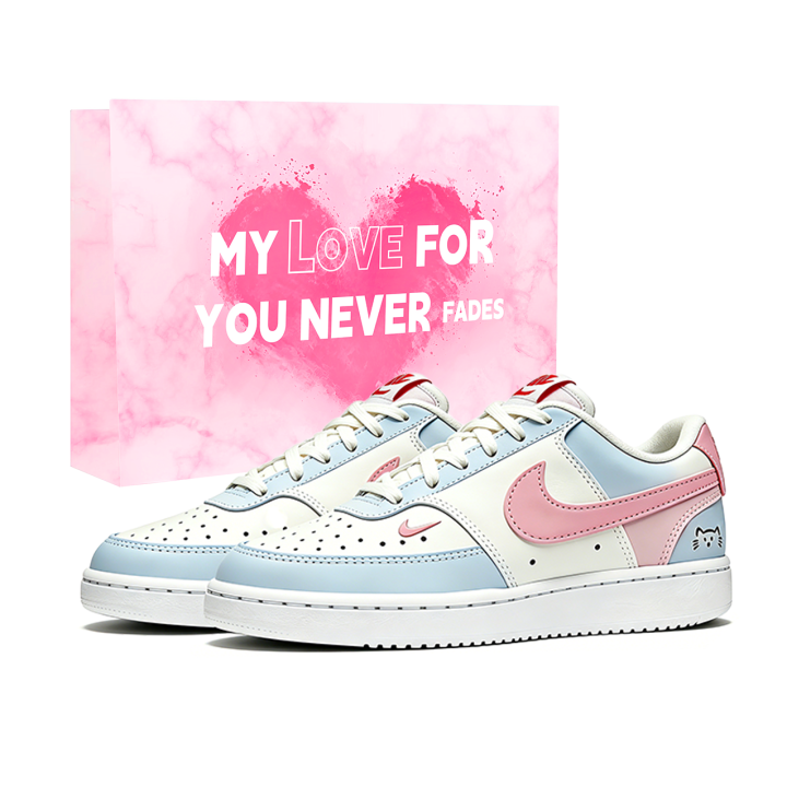 Nike Nike Court Vision Milk White Ice Blue Slip Resistant, Abrasion Resistant, Height Increasing Low top Skateboard Shoes