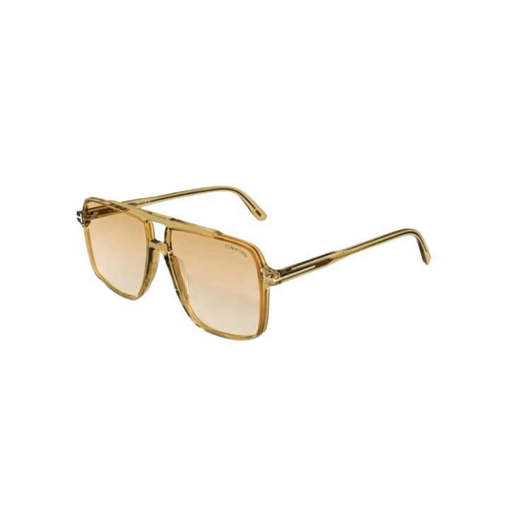 TOM FORD Plate Aviator Sunglasses Unisex Transparent Yellow