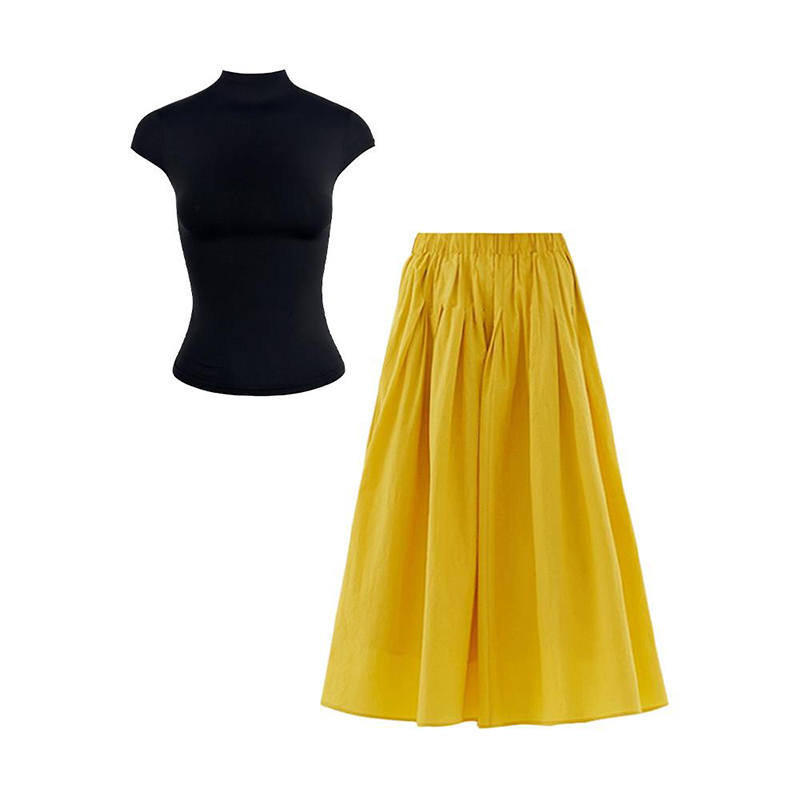 MARIE·COCO Two Piece Skirt Sets Women's Crew Neck Moderate Long Skirt