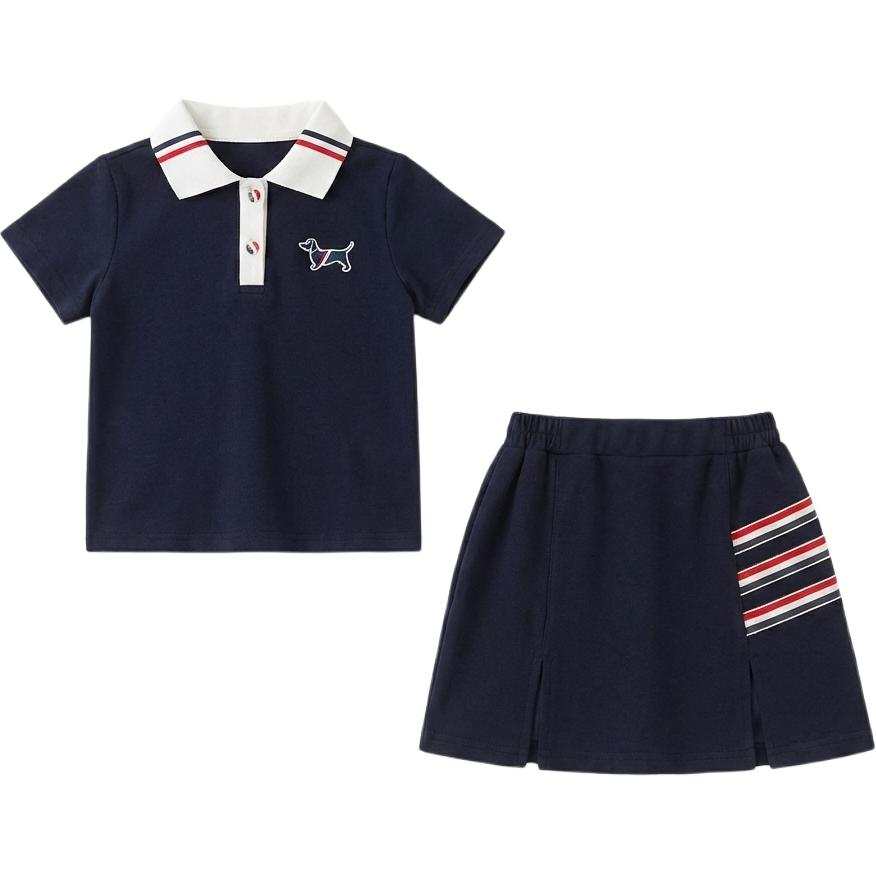 Disney Kids Two Piece Skirt Sets Polo Collar Thin Short Skirt Stretch