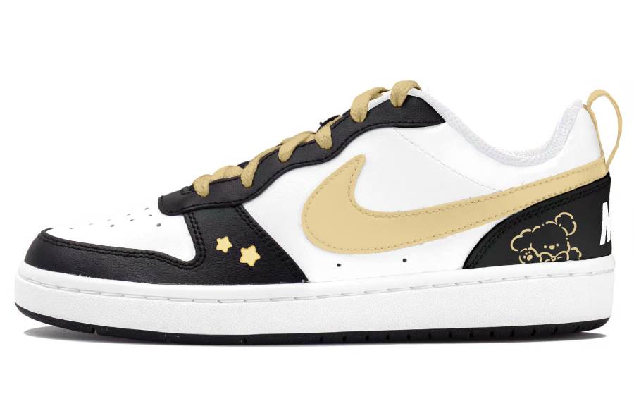 Nike Nike Court Borough Black Gold Black Bear Low top Kids' Skateboarding Shoes Black Teenagers
