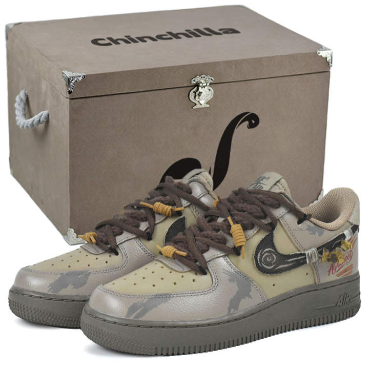 Nike Nike Air Force 1 Slip Resistant Abrasion Resistant Low top Skateboard Shoes Unisex Brown