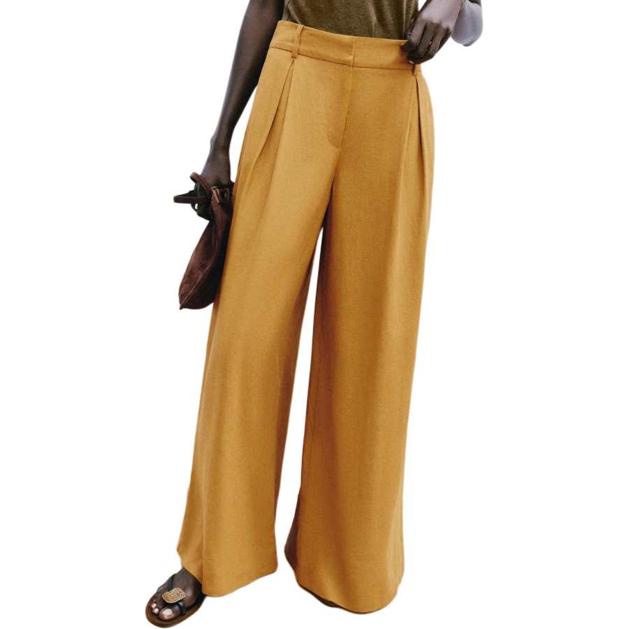 ZARA Casual Pants Women's Curry Moderate Wide Leg Pants