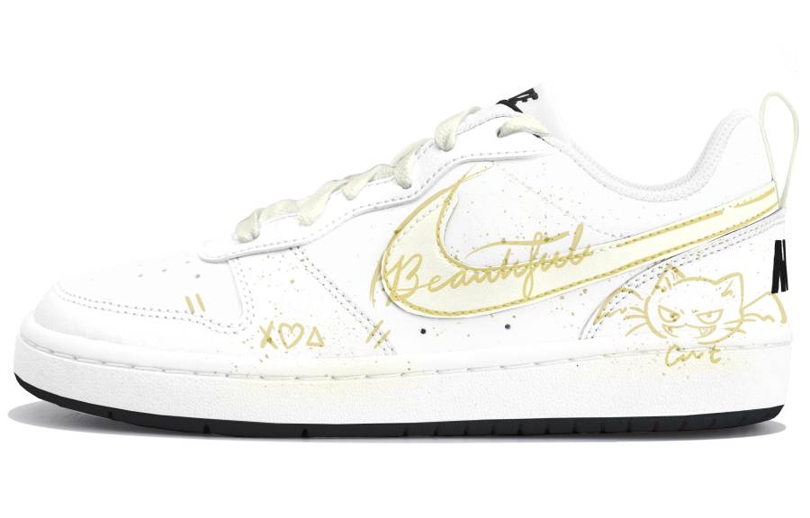 Nike Nike Court Borough Urban Chic Style Seal Synthetic Leather Kids' Skateboarding Shoes Light Yellow Teenagers